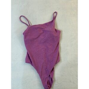 BEACH RIOT Textured Shell Athena One Piece Swimsuit Purple Amethyst Size XL